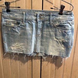 Abercrombie & Fitch distressed jean mini skirt